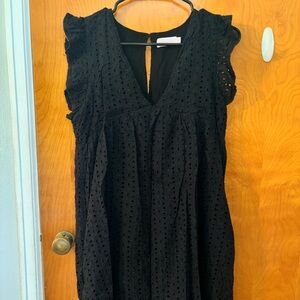 Black Pink Lily Eyelet Romper Dress Medium
